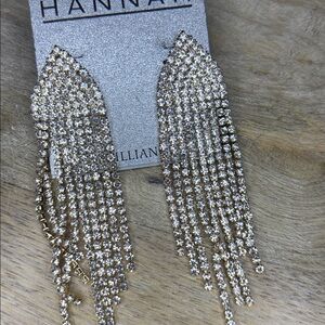 NWT Rhinestone Waterfall Style Gold Tone Post Back Earrings